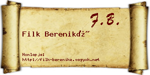 Filk Bereniké névjegykártya